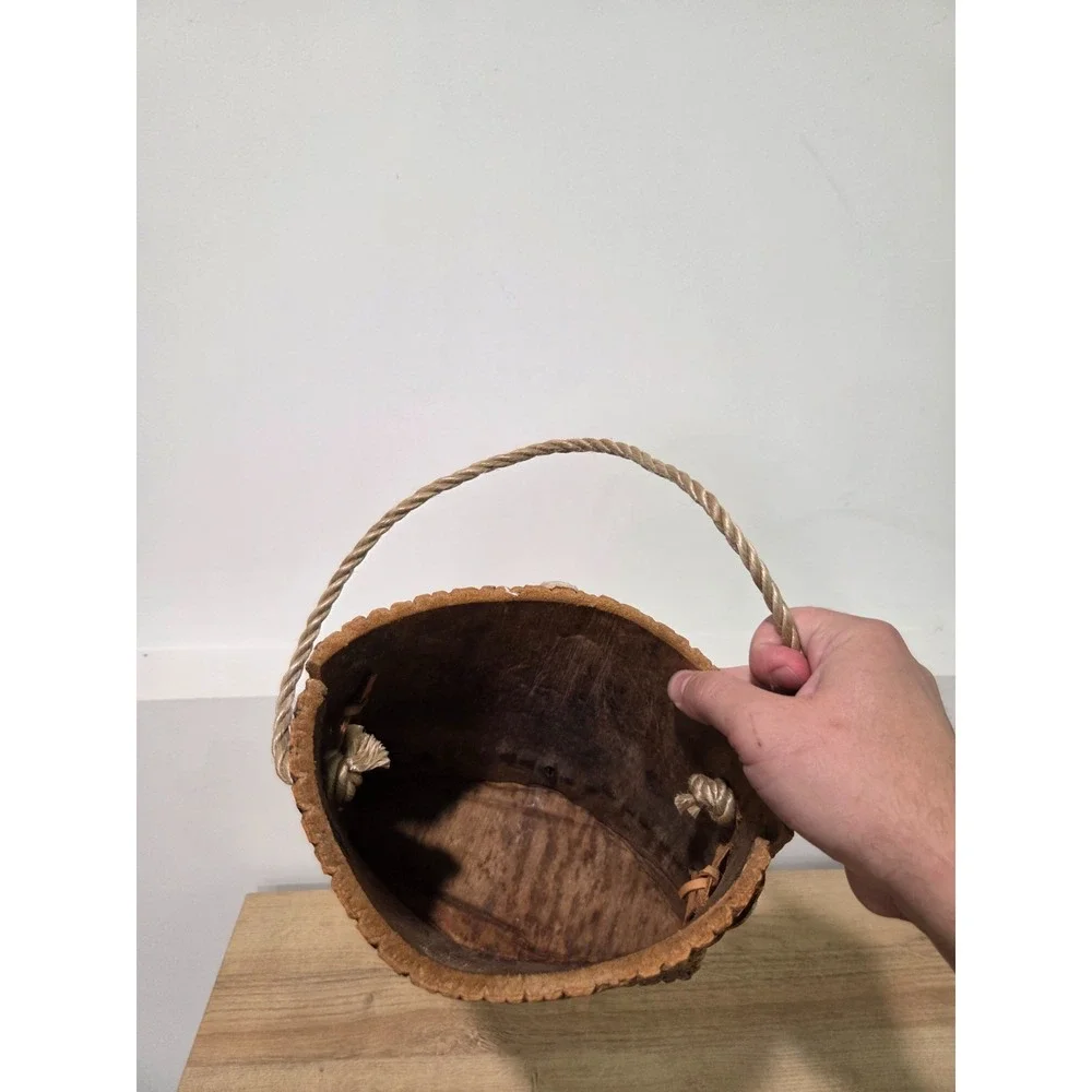 Handmade Bark Berry Basket Wall Hanging Native American Style 9''